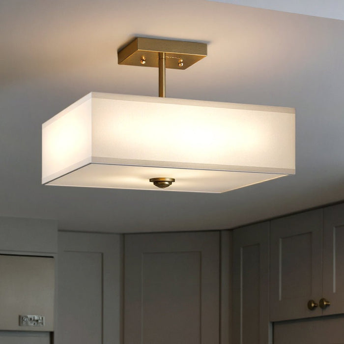 UKC20187 New Traditional Indoor Ceiling Light, 10.25''H x 14''W x 14''Dep, Natural Brass Finish, Corvelle Collection