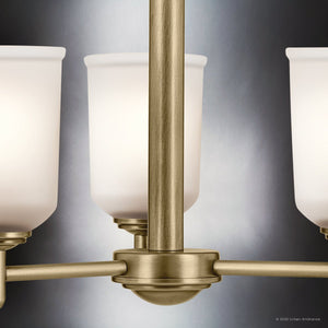 Urban Ambiance - Chandelier - UKC20189 New Traditional Indoor Chandelier, 15.25''H x 17.5''W x 17.5''Dep, Natural Brass Finish, Corvelle Collection - 