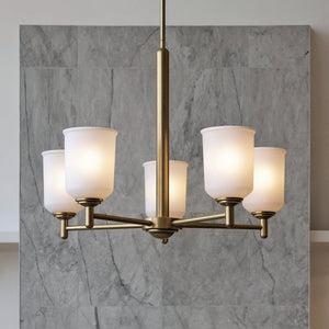 Urban Ambiance - Chandelier - UKC20190 New Traditional Indoor Chandelier, 15.25''H x 23.75''W x 23.75''Dep, Natural Brass Finish, Corvelle Collection - 