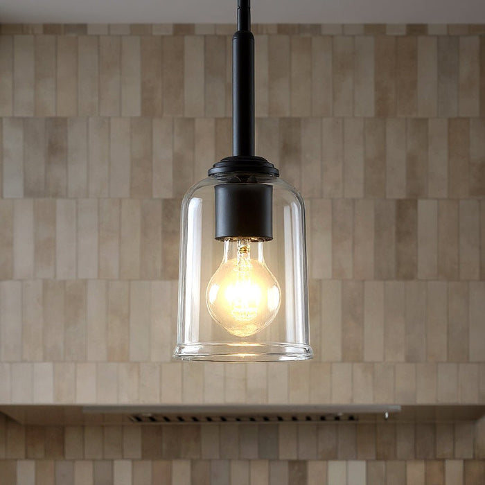 UKC20192 New Traditional Indoor Pendant, 11.25''H x 4.5''W x 4.5''Dep, Black Finish, Corvelle Collection