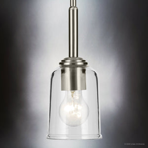 Urban Ambiance - Pendant - UKC20193 New Traditional Indoor Pendant, 11.25''H x 4.5''W x 4.5''Dep, Brushed Nickel Finish, Corvelle Collection - 