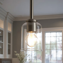 Urban Ambiance - Pendant - UKC20193 New Traditional Indoor Pendant, 11.25''H x 4.5''W x 4.5''Dep, Brushed Nickel Finish, Corvelle Collection - 