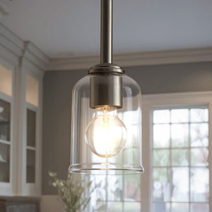 Urban Ambiance - Pendant - UKC20193 New Traditional Indoor Pendant, 11.25''H x 4.5''W x 4.5''Dep, Brushed Nickel Finish, Corvelle Collection - 