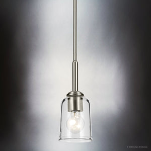Urban Ambiance - Pendant - UKC20193 New Traditional Indoor Pendant, 11.25''H x 4.5''W x 4.5''Dep, Brushed Nickel Finish, Corvelle Collection - 