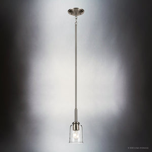 Urban Ambiance - Pendant - UKC20193 New Traditional Indoor Pendant, 11.25''H x 4.5''W x 4.5''Dep, Brushed Nickel Finish, Corvelle Collection - 