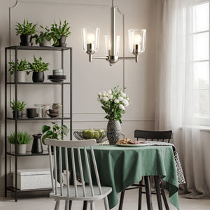 Urban Ambiance - Chandelier - UKC20196 New Traditional Indoor Chandelier, 15.25''H x 17.5''W x 17.5''Dep, Brushed Nickel Finish, Corvelle Collection - 
