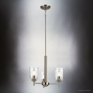 Urban Ambiance - Chandelier - UKC20196 New Traditional Indoor Chandelier, 15.25''H x 17.5''W x 17.5''Dep, Brushed Nickel Finish, Corvelle Collection - 
