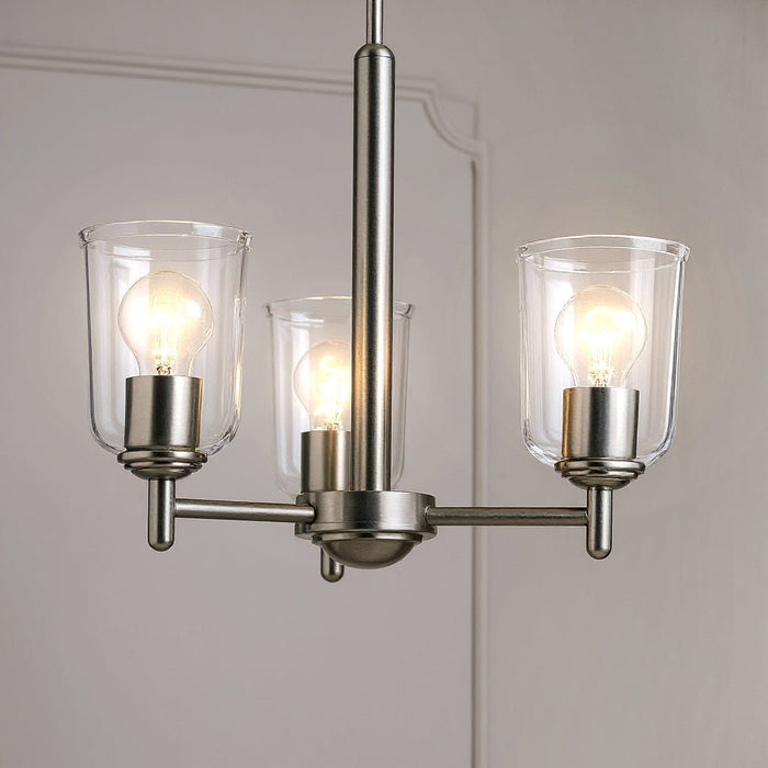 UKC20196 New Traditional Indoor Chandelier, 15.25''H x 17.5''W x 17.5''Dep, Brushed Nickel Finish, Corvelle Collection