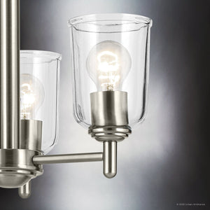 Urban Ambiance - Chandelier - UKC20196 New Traditional Indoor Chandelier, 15.25''H x 17.5''W x 17.5''Dep, Brushed Nickel Finish, Corvelle Collection - 