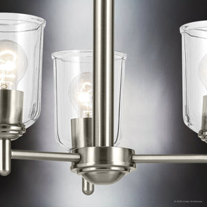 Urban Ambiance - Chandelier - UKC20196 New Traditional Indoor Chandelier, 15.25''H x 17.5''W x 17.5''Dep, Brushed Nickel Finish, Corvelle Collection - 