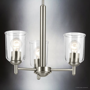 Urban Ambiance - Chandelier - UKC20196 New Traditional Indoor Chandelier, 15.25''H x 17.5''W x 17.5''Dep, Brushed Nickel Finish, Corvelle Collection - 