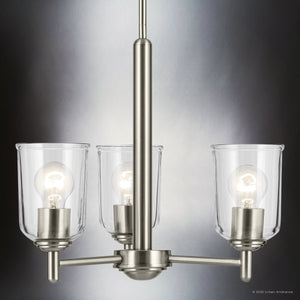 Urban Ambiance - Chandelier - UKC20196 New Traditional Indoor Chandelier, 15.25''H x 17.5''W x 17.5''Dep, Brushed Nickel Finish, Corvelle Collection - 