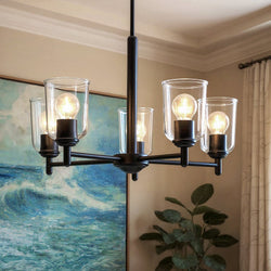 Urban Ambiance - Chandelier - UKC20198 New Traditional Indoor Chandelier, 15.25''H x 23.75''W x 23.75''Dep, Black Finish, Corvelle Collection - 