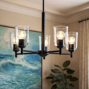 Urban Ambiance - Chandelier - UKC20198 New Traditional Indoor Chandelier, 15.25''H x 23.75''W x 23.75''Dep, Black Finish, Corvelle Collection - 