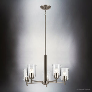 Urban Ambiance - Chandelier - UKC20199 New Traditional Indoor Chandelier, 15.25''H x 23.75''W x 23.75''Dep, Brushed Nickel Finish, Corvelle Collection - 