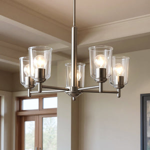 Urban Ambiance - Chandelier - UKC20199 New Traditional Indoor Chandelier, 15.25''H x 23.75''W x 23.75''Dep, Brushed Nickel Finish, Corvelle Collection - 