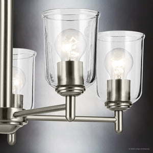 Urban Ambiance - Chandelier - UKC20199 New Traditional Indoor Chandelier, 15.25''H x 23.75''W x 23.75''Dep, Brushed Nickel Finish, Corvelle Collection - 