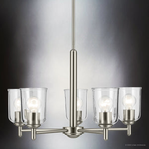 Urban Ambiance - Chandelier - UKC20199 New Traditional Indoor Chandelier, 15.25''H x 23.75''W x 23.75''Dep, Brushed Nickel Finish, Corvelle Collection - 