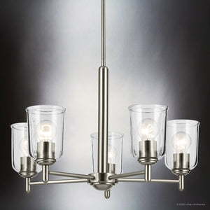 Urban Ambiance - Chandelier - UKC20199 New Traditional Indoor Chandelier, 15.25''H x 23.75''W x 23.75''Dep, Brushed Nickel Finish, Corvelle Collection - 