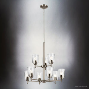 Urban Ambiance - Chandelier - UKC20202 New Traditional Indoor Chandelier, 26.5''H x 26.5''W x 26.5''Dep, Brushed Nickel Finish, Corvelle Collection - 