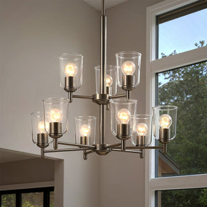 Urban Ambiance - Chandelier - UKC20202 New Traditional Indoor Chandelier, 26.5''H x 26.5''W x 26.5''Dep, Brushed Nickel Finish, Corvelle Collection - 