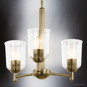 Urban Ambiance - Chandelier - UKC20205 New Traditional Indoor Chandelier, 15.25''H x 17.5''W x 17.5''Dep, Natural Brass Finish, Corvelle Collection - 