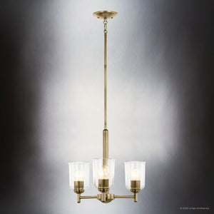 Urban Ambiance - Chandelier - UKC20205 New Traditional Indoor Chandelier, 15.25''H x 17.5''W x 17.5''Dep, Natural Brass Finish, Corvelle Collection - 