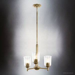 Urban Ambiance - Chandelier - UKC20205 New Traditional Indoor Chandelier, 15.25''H x 17.5''W x 17.5''Dep, Natural Brass Finish, Corvelle Collection - 