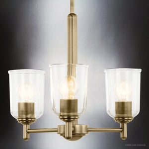 Urban Ambiance - Chandelier - UKC20205 New Traditional Indoor Chandelier, 15.25''H x 17.5''W x 17.5''Dep, Natural Brass Finish, Corvelle Collection - 