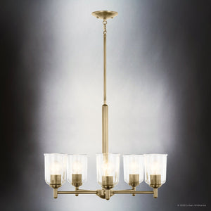 Urban Ambiance - Chandelier - UKC20206 New Traditional Indoor Chandelier, 15.25''H x 23.75''W x 23.75''Dep, Natural Brass Finish, Corvelle Collection - 