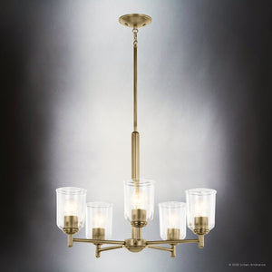 Urban Ambiance - Chandelier - UKC20206 New Traditional Indoor Chandelier, 15.25''H x 23.75''W x 23.75''Dep, Natural Brass Finish, Corvelle Collection - 