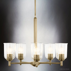 Urban Ambiance - Chandelier - UKC20206 New Traditional Indoor Chandelier, 15.25''H x 23.75''W x 23.75''Dep, Natural Brass Finish, Corvelle Collection - 