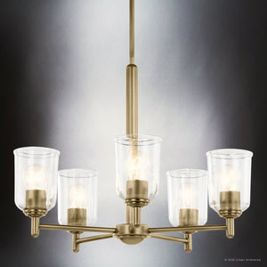 Urban Ambiance - Chandelier - UKC20206 New Traditional Indoor Chandelier, 15.25''H x 23.75''W x 23.75''Dep, Natural Brass Finish, Corvelle Collection - 