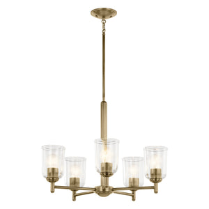 Urban Ambiance - Chandelier - UKC20206 New Traditional Indoor Chandelier, 15.25''H x 23.75''W x 23.75''Dep, Natural Brass Finish, Corvelle Collection - 
