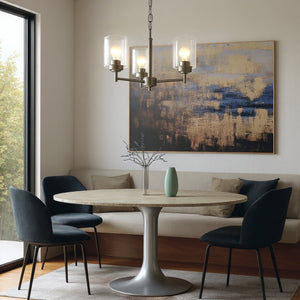 Urban Ambiance - Chandelier - UKC20210 New Traditional Indoor Chandelier, 15.5''H x 18''W x 18''Dep, Brushed Nickel Finish, Ravencourt Collection - 