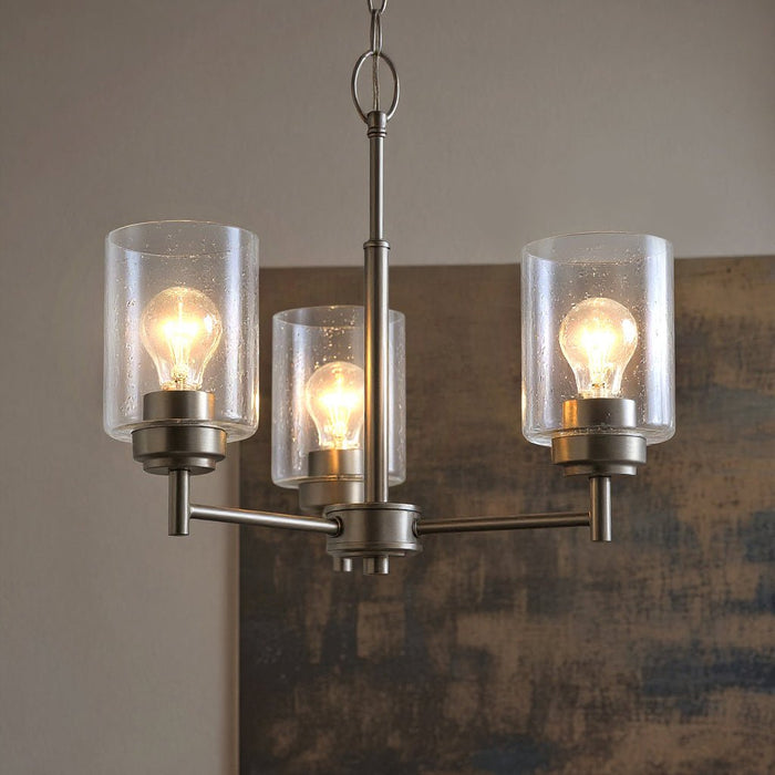 UKC20210 New Traditional Indoor Chandelier, 15.5''H x 18''W x 18''Dep, Brushed Nickel Finish, Ravencourt Collection