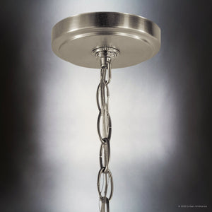Urban Ambiance - Chandelier - UKC20210 New Traditional Indoor Chandelier, 15.5''H x 18''W x 18''Dep, Brushed Nickel Finish, Ravencourt Collection - 