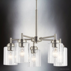 Urban Ambiance - Chandelier - UKC20212 New Traditional Indoor Chandelier, 16.1''H x 19.75''W x 19.75''Dep, Brushed Nickel Finish, Ravencourt Collection - 