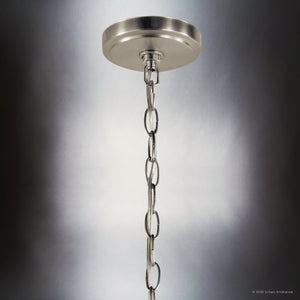 Urban Ambiance - Chandelier - UKC20212 New Traditional Indoor Chandelier, 16.1''H x 19.75''W x 19.75''Dep, Brushed Nickel Finish, Ravencourt Collection - 