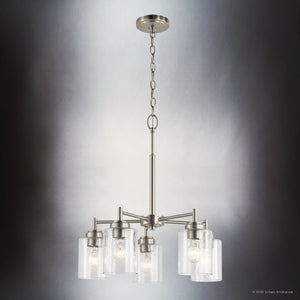 Urban Ambiance - Chandelier - UKC20212 New Traditional Indoor Chandelier, 16.1''H x 19.75''W x 19.75''Dep, Brushed Nickel Finish, Ravencourt Collection - 