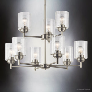 Urban Ambiance - Chandelier - UKC20214 New Traditional Indoor Chandelier, 27''H x 27''W x 27''Dep, Brushed Nickel Finish, Ravencourt Collection - 
