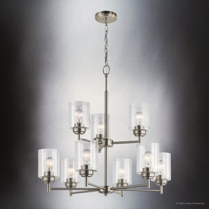 Urban Ambiance - Chandelier - UKC20214 New Traditional Indoor Chandelier, 27''H x 27''W x 27''Dep, Brushed Nickel Finish, Ravencourt Collection - 
