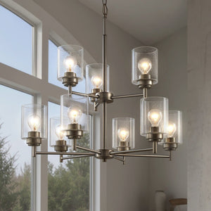 Urban Ambiance - Chandelier - UKC20214 New Traditional Indoor Chandelier, 27''H x 27''W x 27''Dep, Brushed Nickel Finish, Ravencourt Collection - 