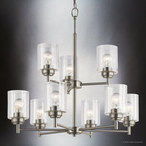 Urban Ambiance - Chandelier - UKC20214 New Traditional Indoor Chandelier, 27''H x 27''W x 27''Dep, Brushed Nickel Finish, Ravencourt Collection - 