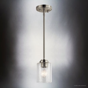 Urban Ambiance - Pendant - UKC20216 New Traditional Indoor Pendant, 7.5''H x 4.25''W x 4.25''Dep, Brushed Nickel Finish, Ravencourt Collection - 