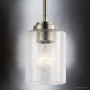 Urban Ambiance - Pendant - UKC20216 New Traditional Indoor Pendant, 7.5''H x 4.25''W x 4.25''Dep, Brushed Nickel Finish, Ravencourt Collection - 