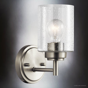 Urban Ambiance - Bath Light - UKC20220 New Traditional Indoor Bath Light, 9.25''H x 4.75''W x 6.5''Dep, Brushed Nickel Finish, Ravencourt Collection - 