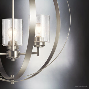 Urban Ambiance - Chandelier - UKC20222 New Traditional Indoor Chandelier, 31''H x 24.5''W x 24.5''Dep, Brushed Nickel Finish, Ravencourt Collection - 