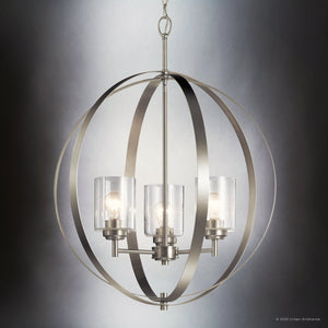 Urban Ambiance - Chandelier - UKC20222 New Traditional Indoor Chandelier, 31''H x 24.5''W x 24.5''Dep, Brushed Nickel Finish, Ravencourt Collection - 