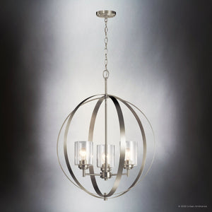 Urban Ambiance - Chandelier - UKC20222 New Traditional Indoor Chandelier, 31''H x 24.5''W x 24.5''Dep, Brushed Nickel Finish, Ravencourt Collection - 